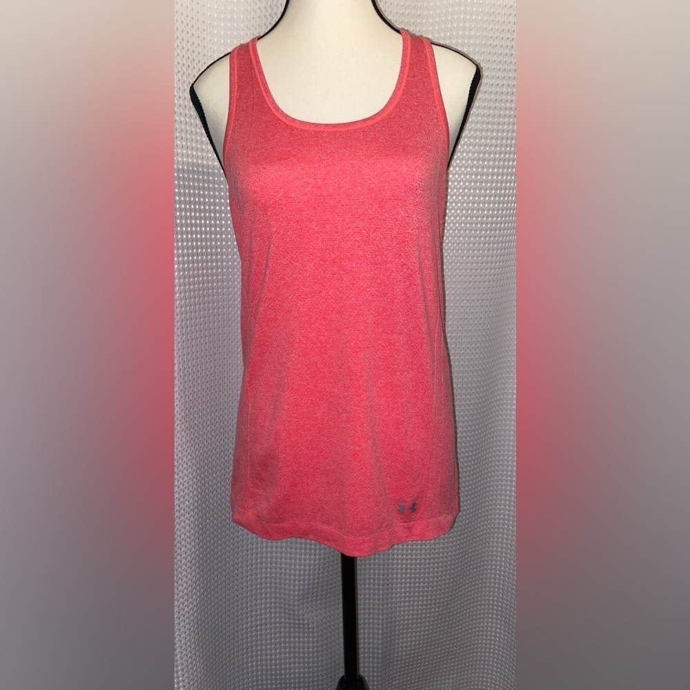 2/25$‎ Women Under Armour Treadborne pink stretchy racer back Tank top Sz medium